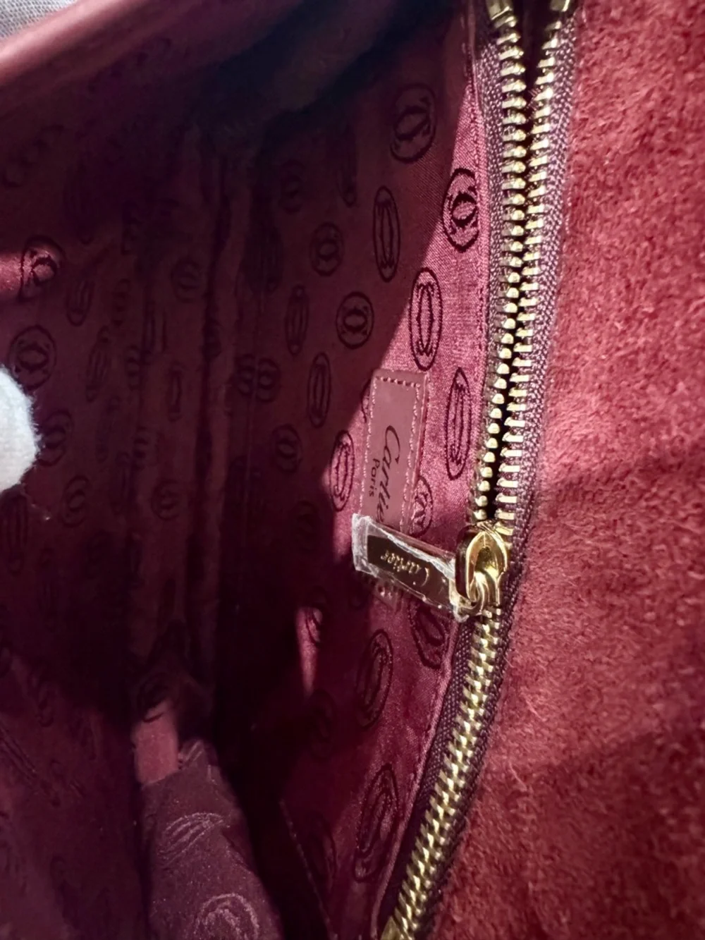 Cartier Burgundy Leather Shoulder Bag with Gold Hardware - Picture 6 of 9